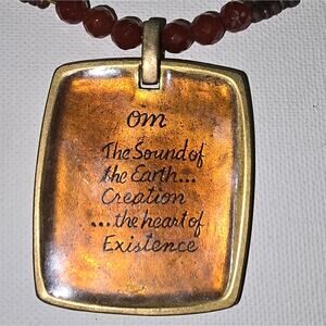 Chico's Om Elegant Brown Brass‎ Beaded Pendant Necklace
